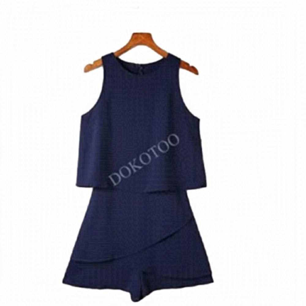 NWT A-Line 3 Tier Ruffle One Piece Romper in Navy Blue (Hidden Gem!)